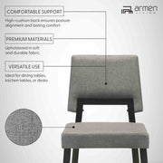 Channell Wood Dining Chair in Black Finish with Charcoal Fabric - Set of 2 - Furniture City (CA)l