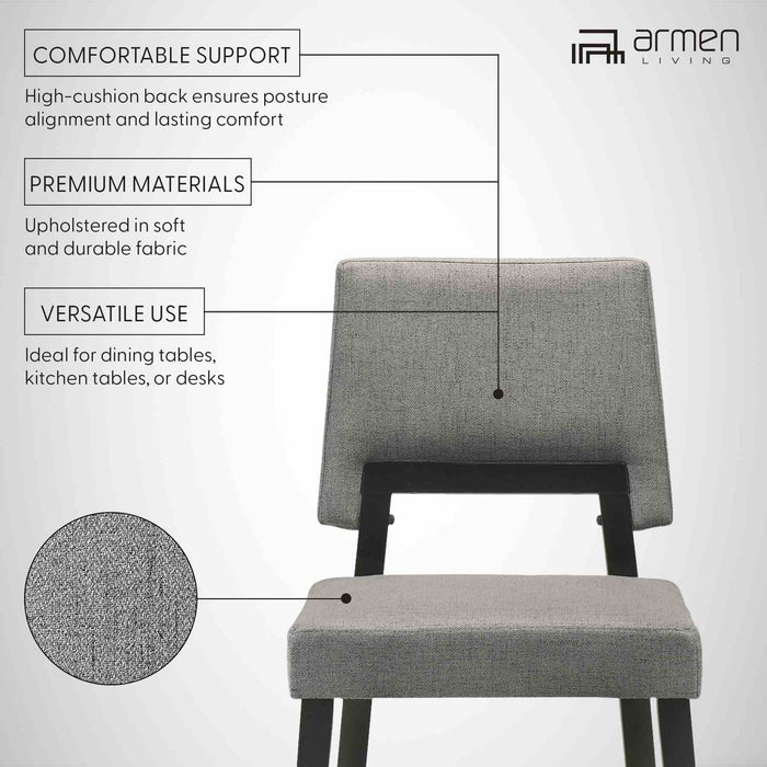 Channell Wood Dining Chair in Black Finish with Charcoal Fabric - Set of 2