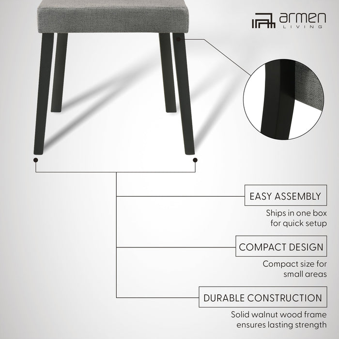 Channell Wood Dining Chair in Black Finish with Charcoal Fabric - Set of 2