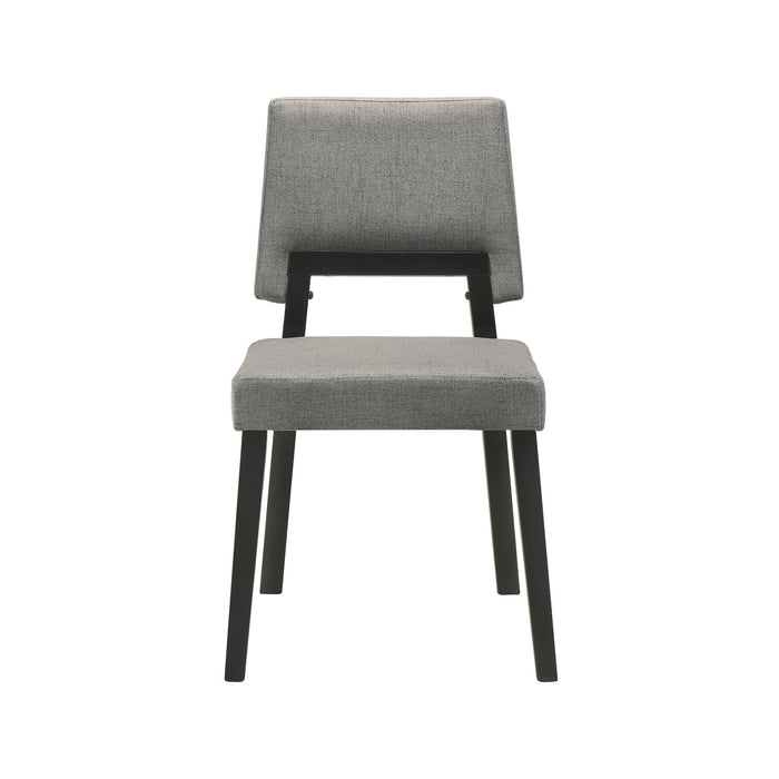 Channell Wood Dining Chair in Black Finish with Charcoal Fabric - Set of 2
