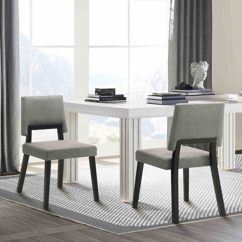 Channell Wood Dining Chair in Black Finish with Charcoal Fabric - Set of 2 - Furniture City (CA)l
