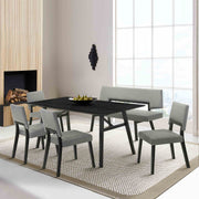 Channell Wood Dining Chair in Black Finish with Charcoal Fabric - Set of 2 - Furniture City (CA)l