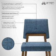 Channell Wood Dining Chair in Walnut Finish with Blue Fabric - Set of 2 - Furniture City (CA)l