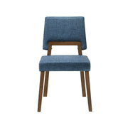 Channell Wood Dining Chair in Walnut Finish with Blue Fabric - Set of 2 - Furniture City (CA)l