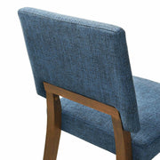 Channell Wood Dining Chair in Walnut Finish with Blue Fabric - Set of 2 - Furniture City (CA)l