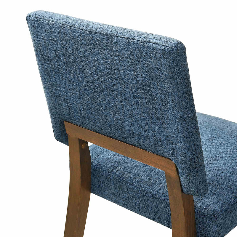 Channell Wood Dining Chair in Walnut Finish with Blue Fabric - Set of 2 - Furniture City (CA)l