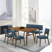 Channell Wood Dining Chair in Walnut Finish with Blue Fabric - Set of 2 - Furniture City (CA)l