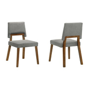 Channell Wood Dining Chair in Walnut Finish with Charcoal Fabric - Set of 2 - Furniture City (CA)l