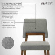 Channell Wood Dining Chair in Walnut Finish with Charcoal Fabric - Set of 2 - Furniture City (CA)l