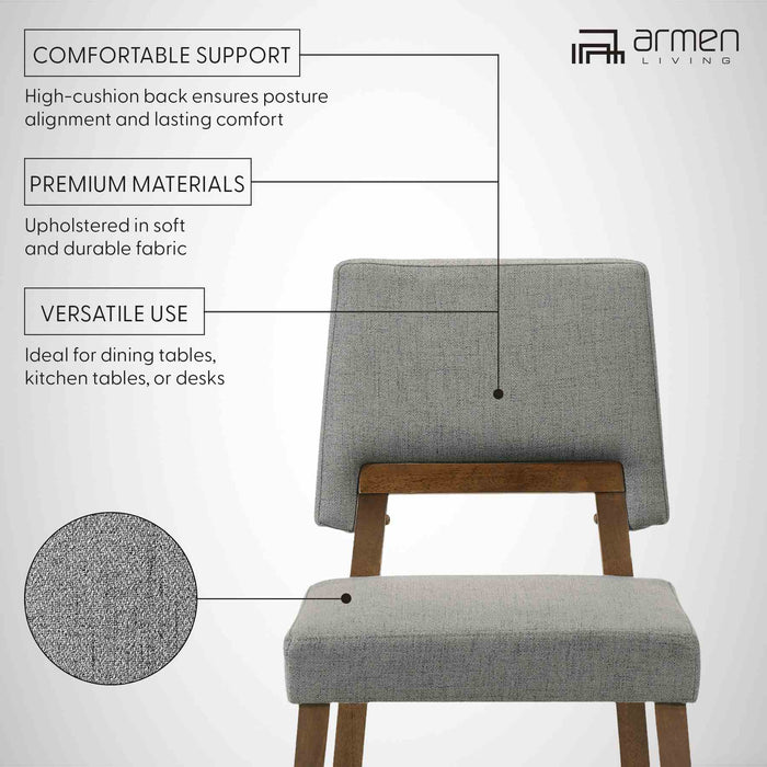 Channell Wood Dining Chair in Walnut Finish with Charcoal Fabric - Set of 2