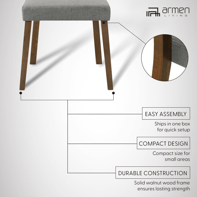 Channell Wood Dining Chair in Walnut Finish with Charcoal Fabric - Set of 2 - Furniture City (CA)l