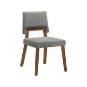 Channell Wood Dining Chair in Walnut Finish with Charcoal Fabric - Set of 2 - Furniture City (CA)l