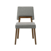 Channell Wood Dining Chair in Walnut Finish with Charcoal Fabric - Set of 2 - Furniture City (CA)l