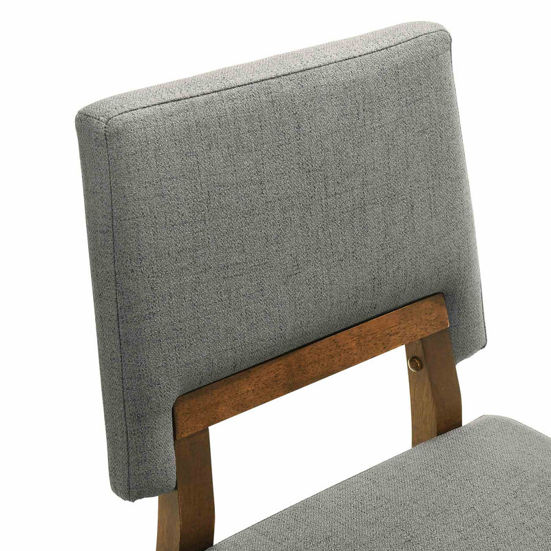 Channell Wood Dining Chair in Walnut Finish with Charcoal Fabric - Set of 2 - Furniture City (CA)l
