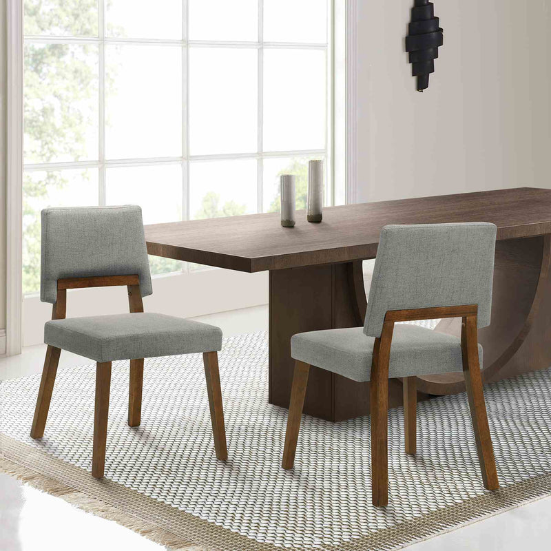 Channell Wood Dining Chair in Walnut Finish with Charcoal Fabric - Set of 2 - Furniture City (CA)l