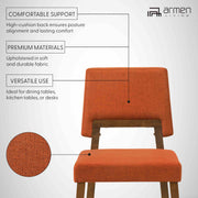 Channell Wood Dining Chair in Walnut Finish with Orange Fabric - Set of 2 - Furniture City (CA)l