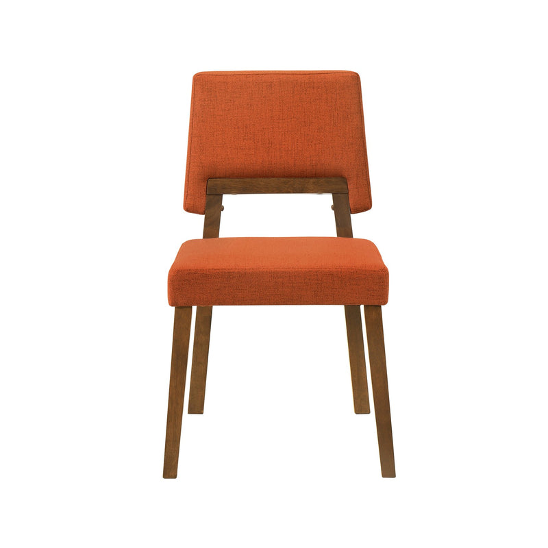 Channell Wood Dining Chair in Walnut Finish with Orange Fabric - Set of 2 - Furniture City (CA)l