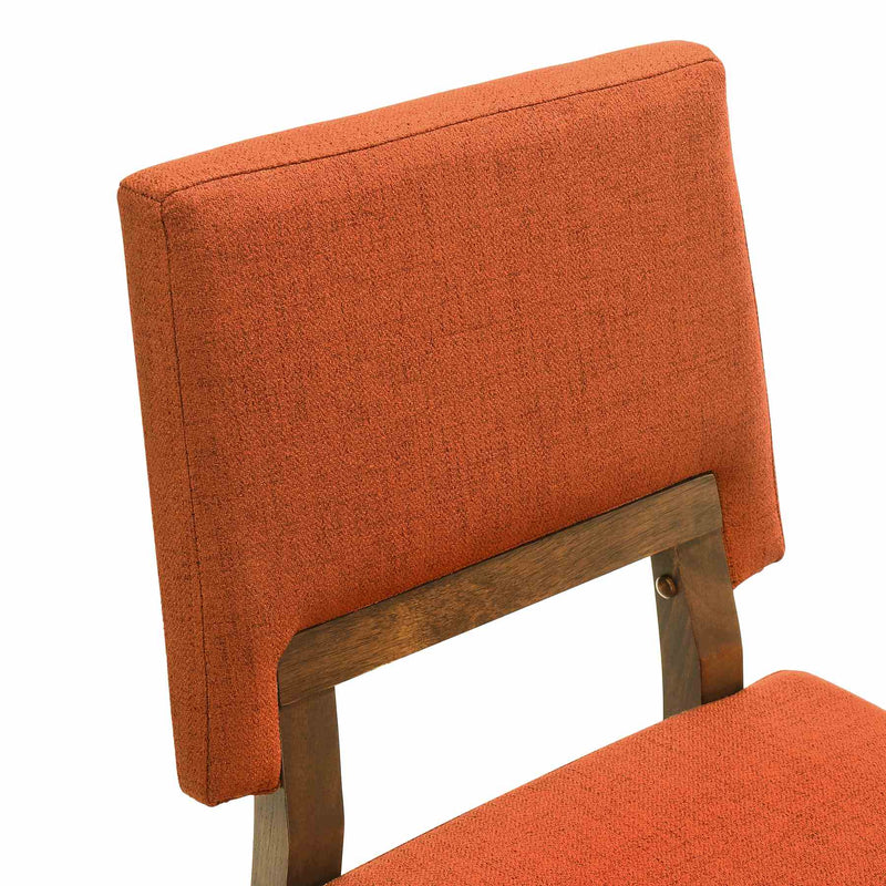 Channell Wood Dining Chair in Walnut Finish with Orange Fabric - Set of 2 - Furniture City (CA)l
