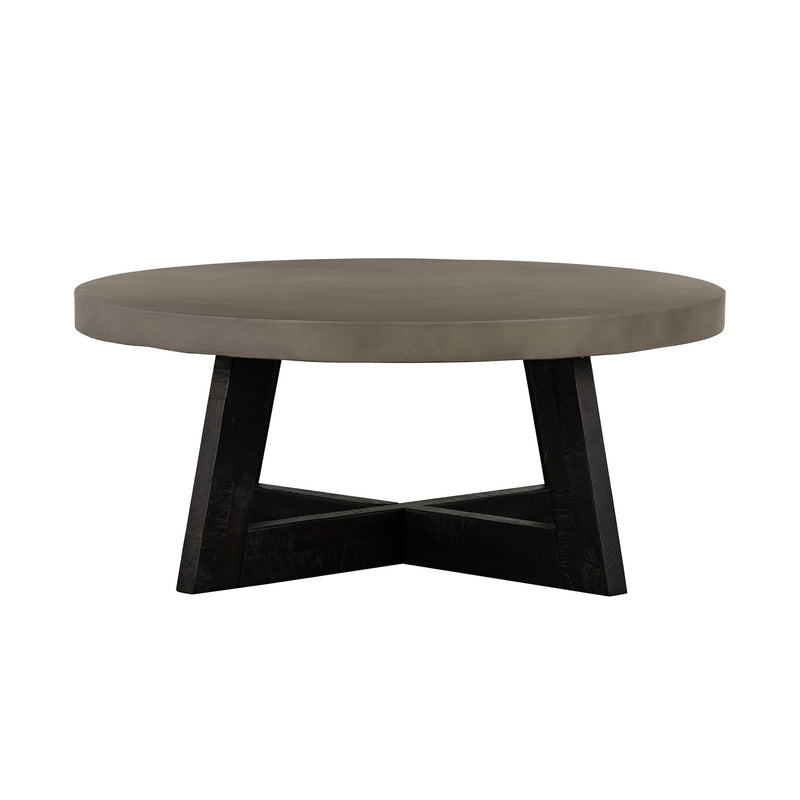Chester Modern Concrete and Acacia Round Coffee Table - Furniture City (CA)l