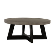 Chester Modern Concrete and Acacia Round Coffee Table - Furniture City (CA)l