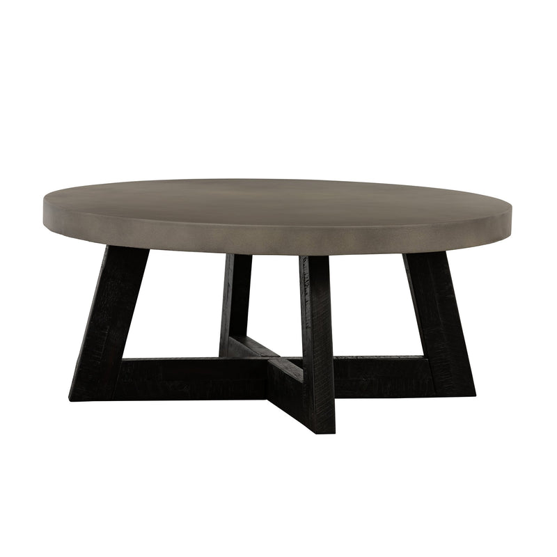 Chester Modern Concrete and Acacia Round Coffee Table - Furniture City (CA)l