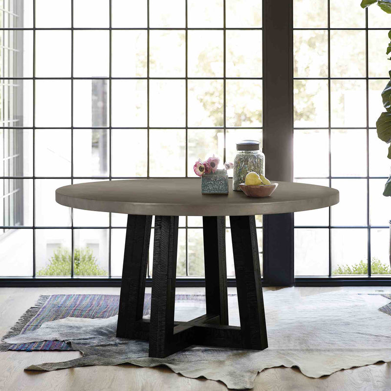 Chester Modern Concrete and Acacia Round Dining Table - Furniture City (CA)l