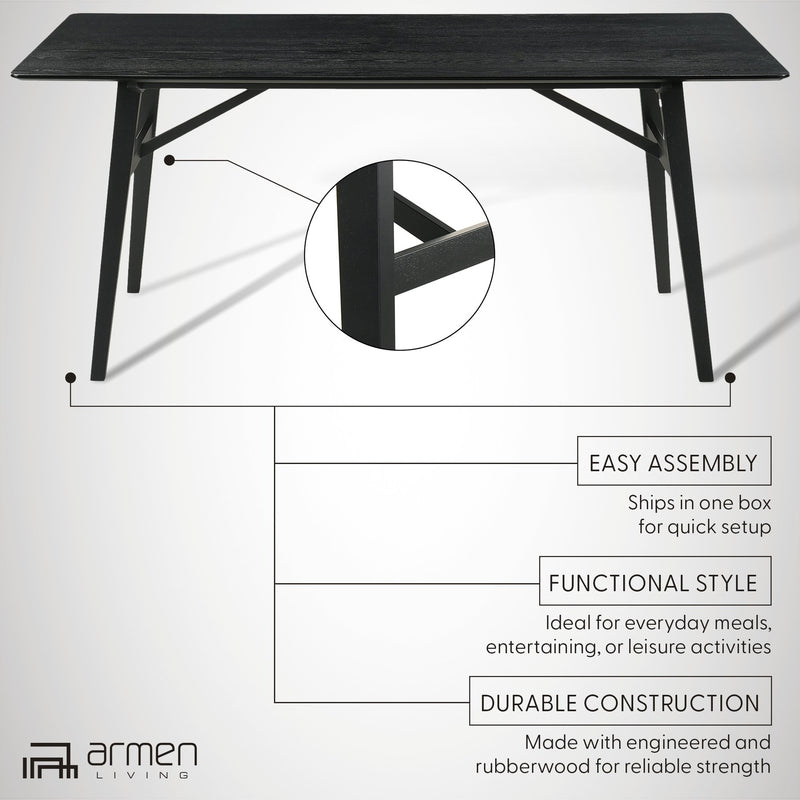Channell Wood Dining Table in Black Finish - Furniture City (CA)l