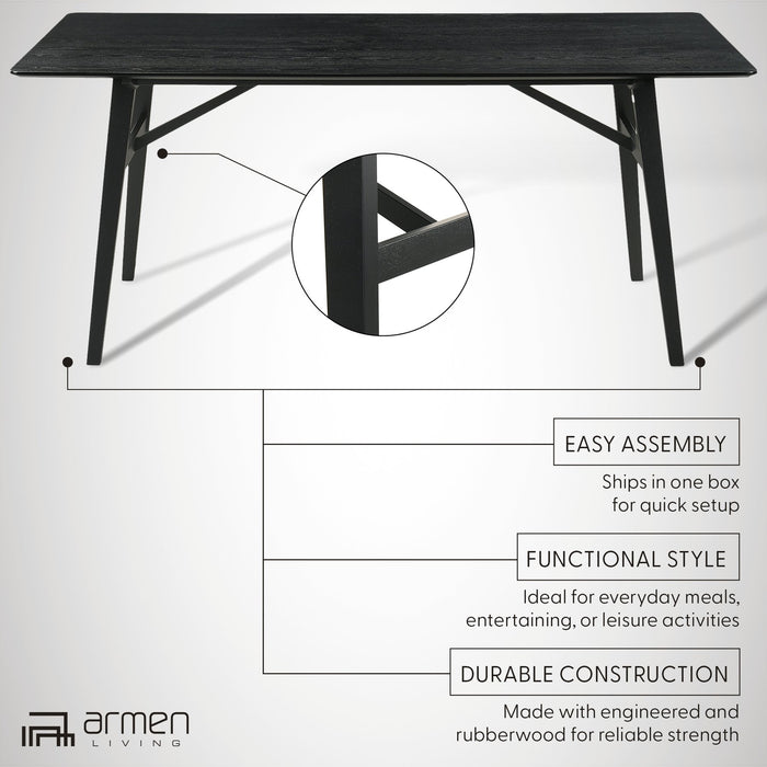 Channell Wood Dining Table in Black Finish