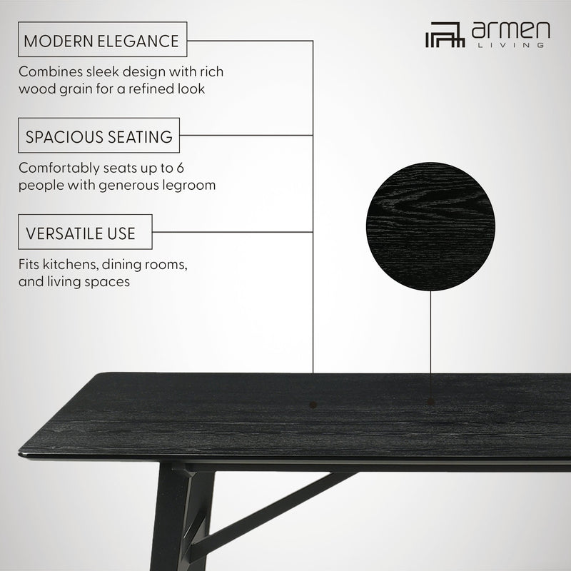 Channell Wood Dining Table in Black Finish - Furniture City (CA)l