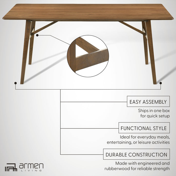 Channell Wood Dining Table in Walnut Finish