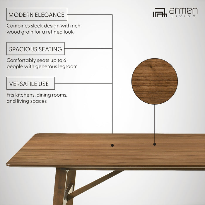Channell Wood Dining Table in Walnut Finish