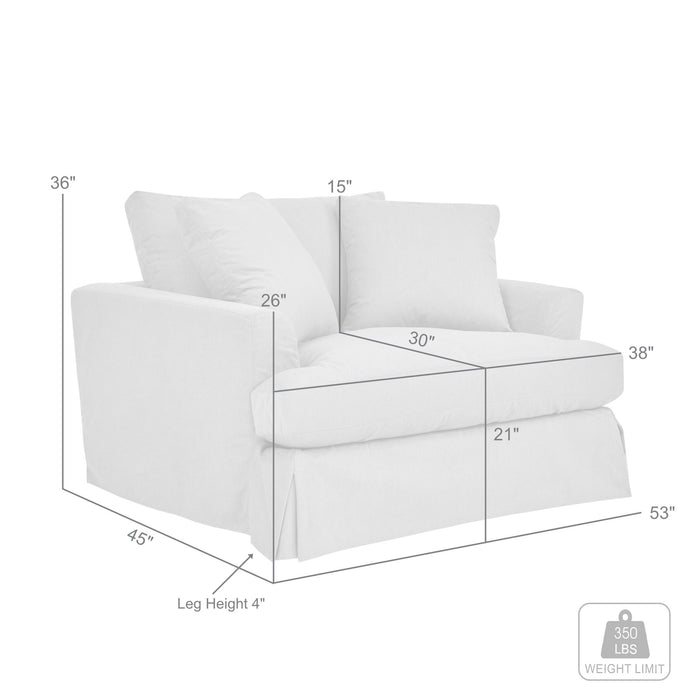 Ciara 53" Upholstered Chair and a Half in Pearl