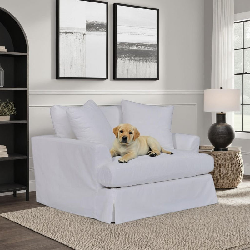 Ciara 53" Upholstered Chair and a Half in Pearl - Furniture City (CA)l