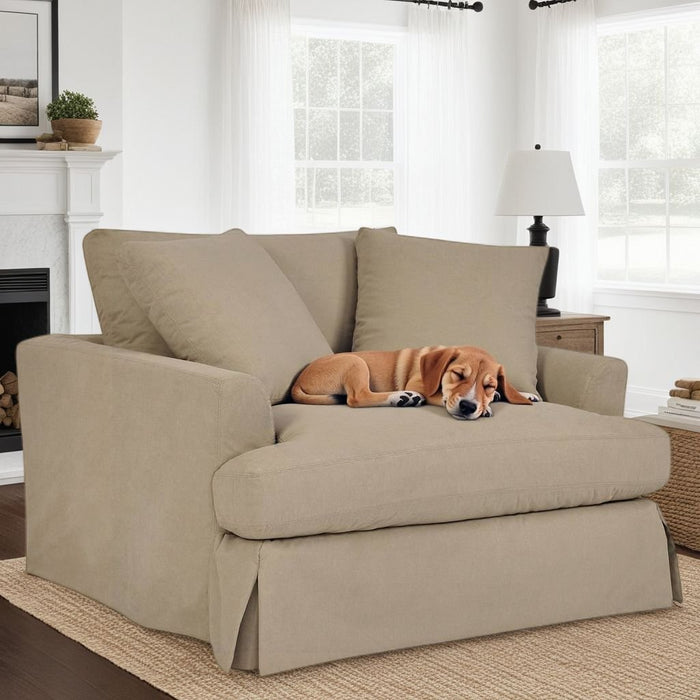 Ciara 53" Upholstered Chair and a Half in Sahara Brown