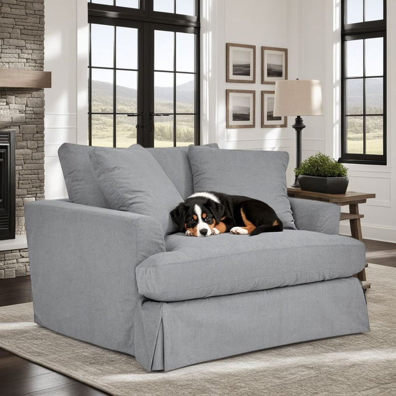 Ciara 53" Upholstered Chair and a Half in Slate Gray - Furniture City (CA)l