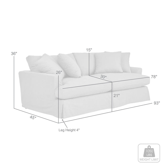 Ciara 93" Upholstered Sofa in Pearl