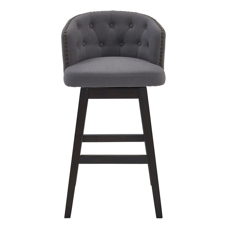 Celine 26" Counter Height Swivel Gray Fabric and Espresso Wood Bar Stool - Furniture City (CA)l