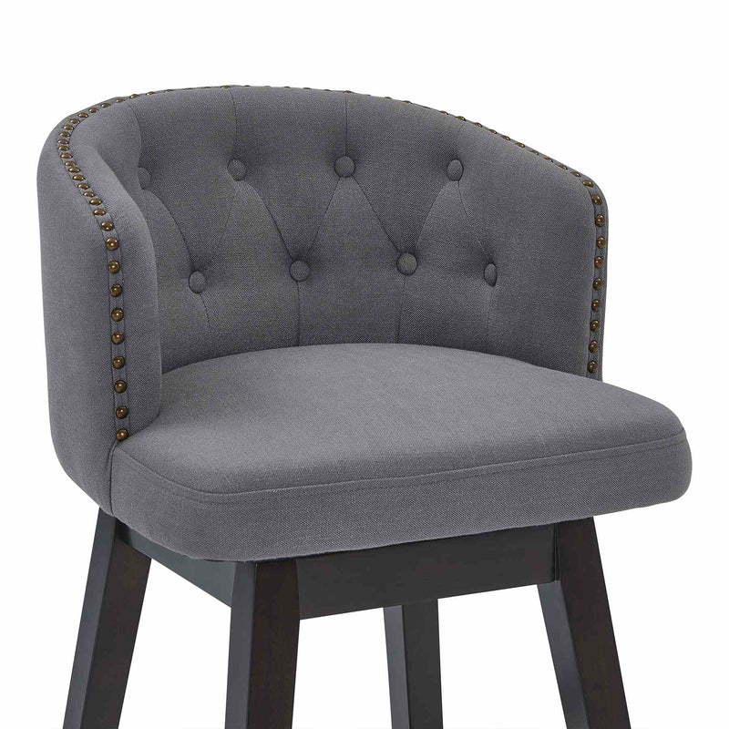 Celine 26" Counter Height Swivel Gray Fabric and Espresso Wood Bar Stool - Furniture City (CA)l