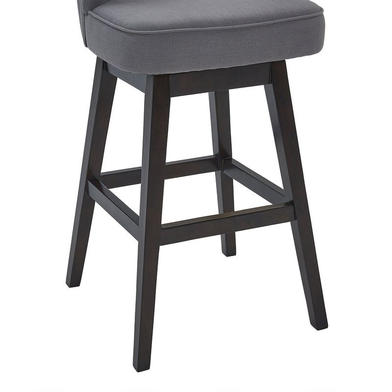 Celine 26" Counter Height Swivel Gray Fabric and Espresso Wood Bar Stool - Furniture City (CA)l