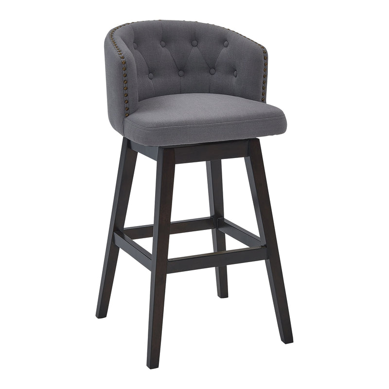 Celine 30" Bar Height Swivel Gray Fabric and Espresso Wood Bar Stool - Furniture City (CA)l