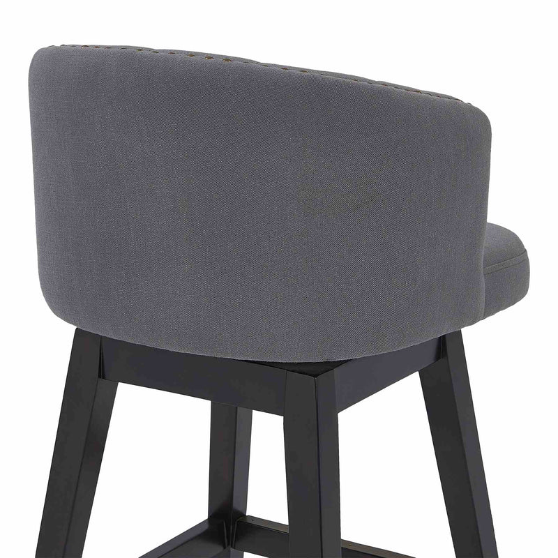 Celine 30" Bar Height Swivel Gray Fabric and Espresso Wood Bar Stool - Furniture City (CA)l