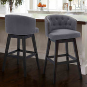 Celine 30" Bar Height Swivel Gray Fabric and Espresso Wood Bar Stool - Furniture City (CA)l