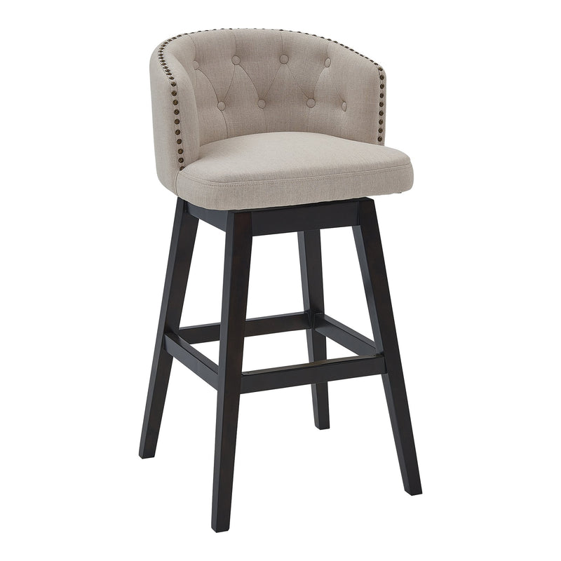 Celine 26" Counter Height Swivel Tan Fabric and Espresso Wood Bar Stool - Furniture City (CA)l