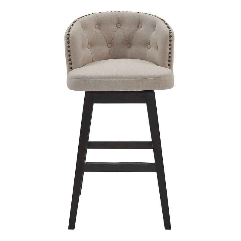 Celine 26" Counter Height Swivel Tan Fabric and Espresso Wood Bar Stool - Furniture City (CA)l