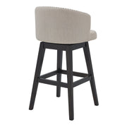 Celine 26" Counter Height Swivel Tan Fabric and Espresso Wood Bar Stool - Furniture City (CA)l