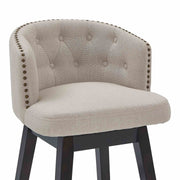 Celine 26" Counter Height Swivel Tan Fabric and Espresso Wood Bar Stool - Furniture City (CA)l