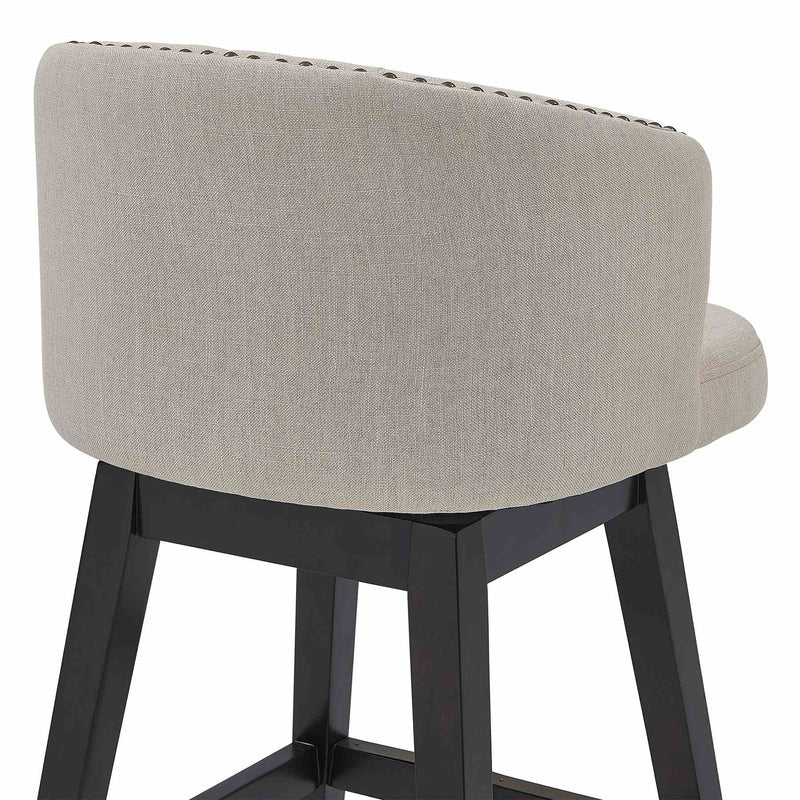 Celine 26" Counter Height Swivel Tan Fabric and Espresso Wood Bar Stool - Furniture City (CA)l