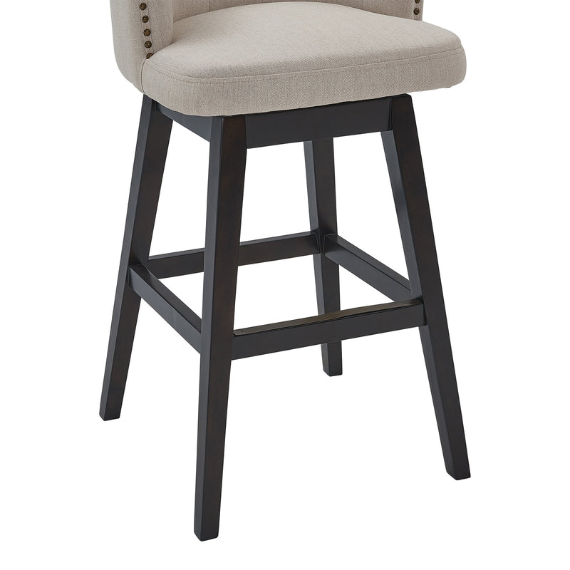 Celine 26" Counter Height Swivel Tan Fabric and Espresso Wood Bar Stool - Furniture City (CA)l