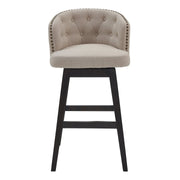 Celine 30" Bar Height Swivel Tan Fabric and Espresso Wood Bar Stool - Furniture City (CA)l