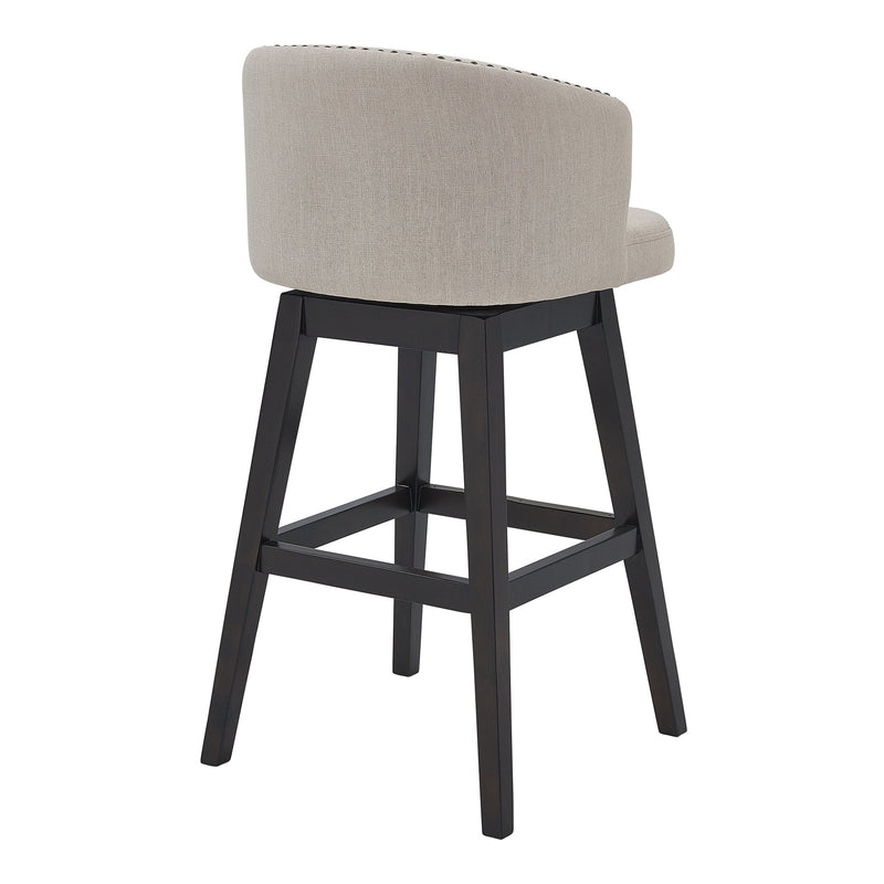 Celine 30" Bar Height Swivel Tan Fabric and Espresso Wood Bar Stool - Furniture City (CA)l
